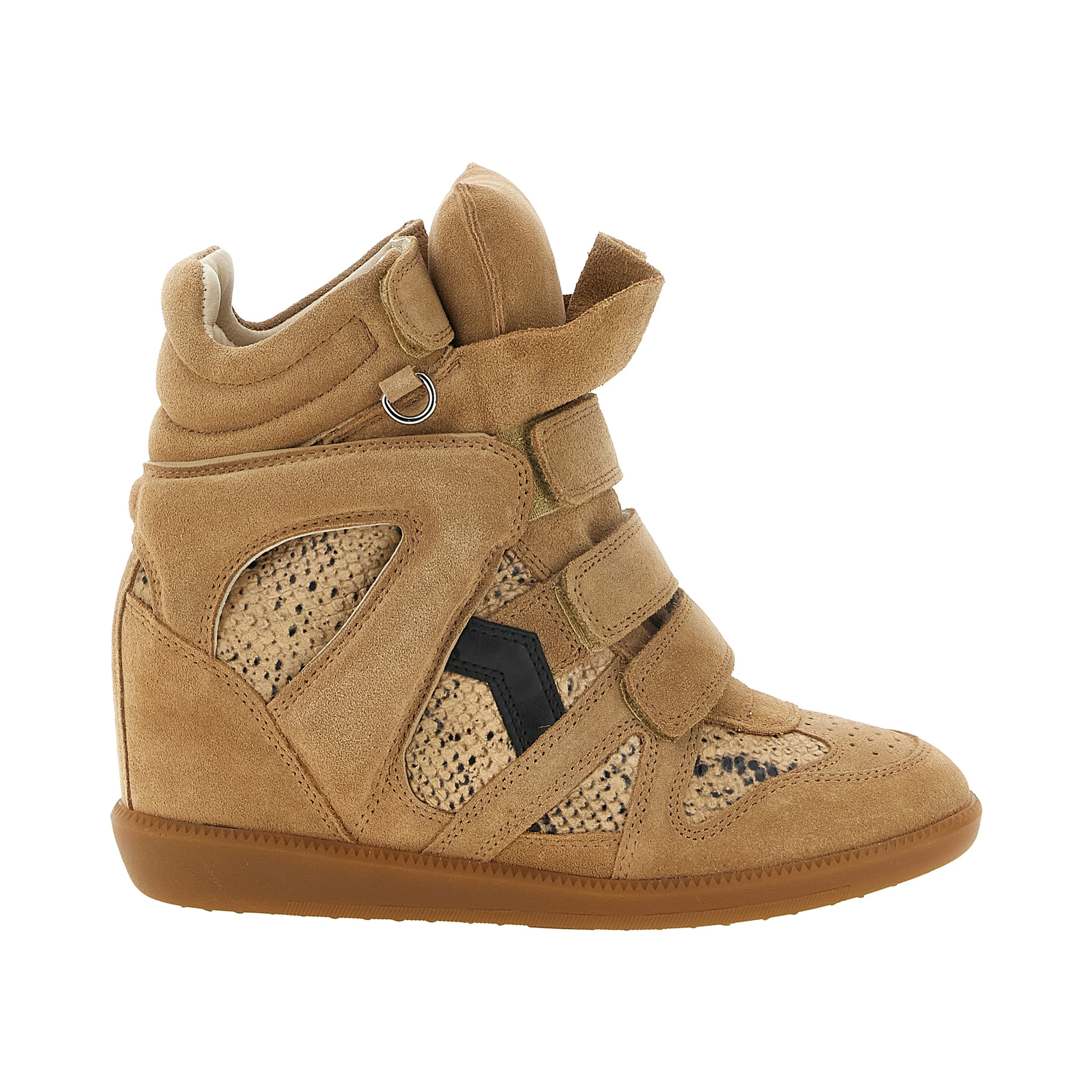 Beige Cowhide Wedge Sandals