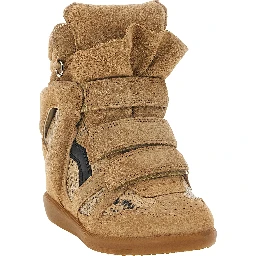 Beige Cowhide Wedge Sandals