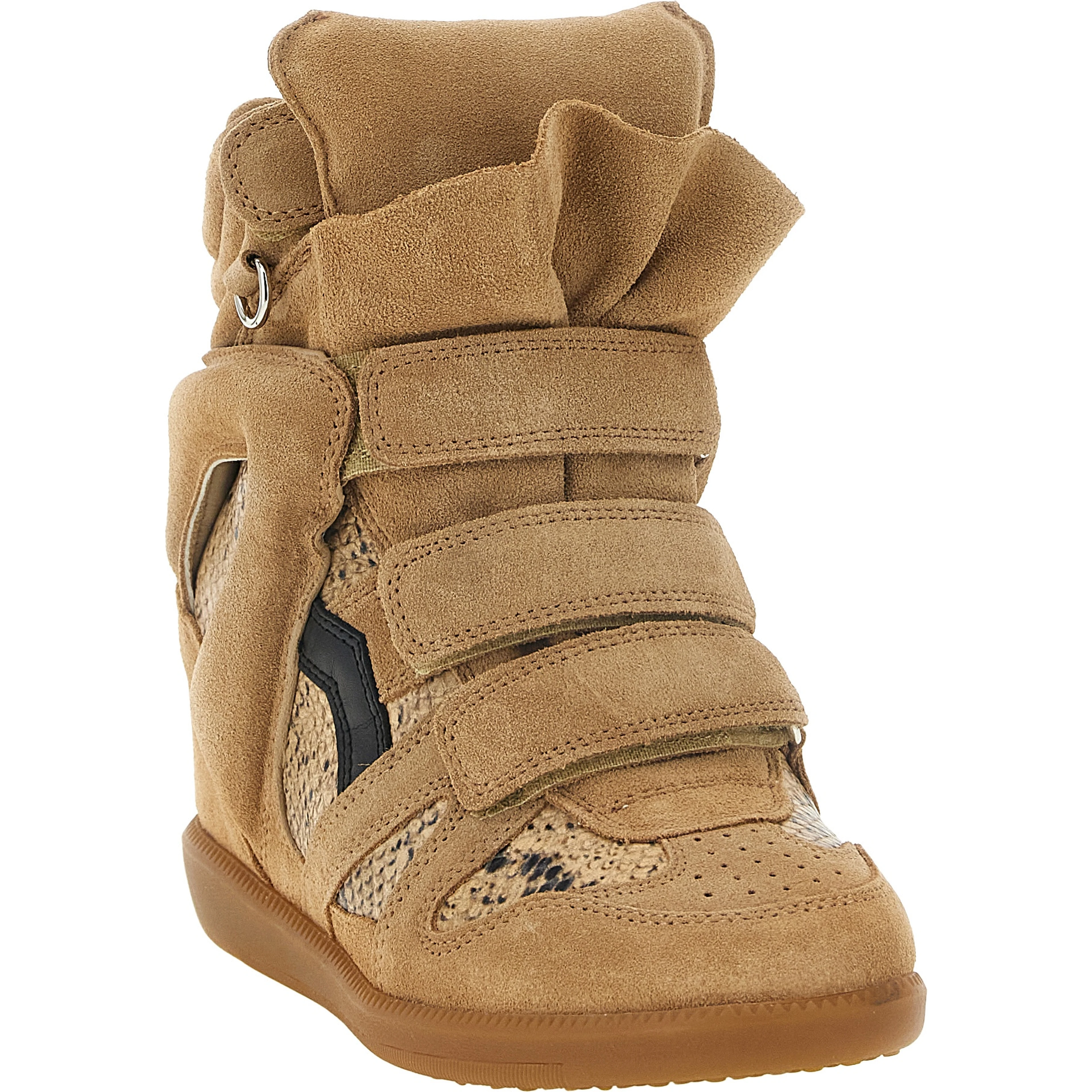 Beige Cowhide Wedge Sandals