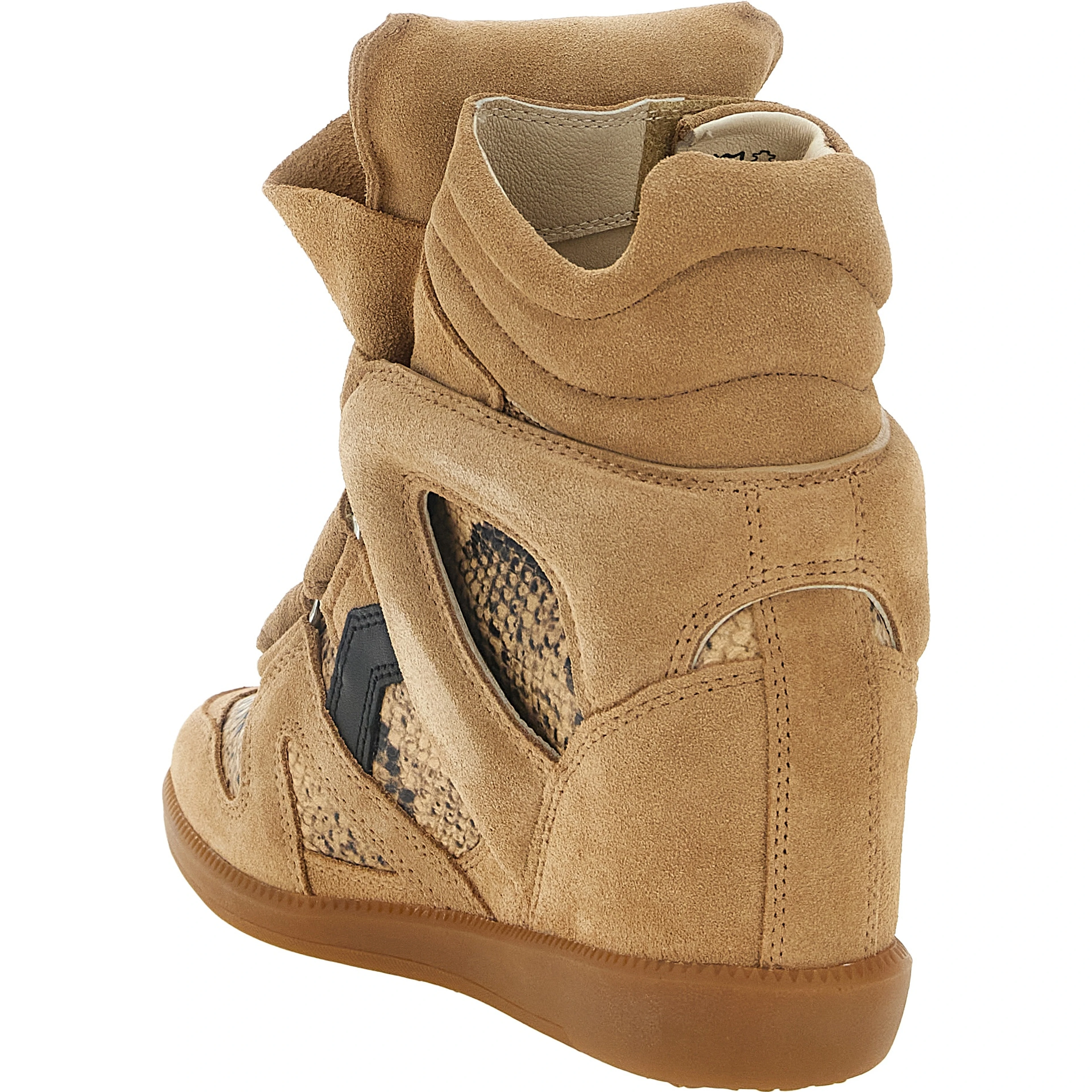 Beige Cowhide Wedge Sandals