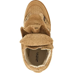Beige Cowhide Wedge Sandals