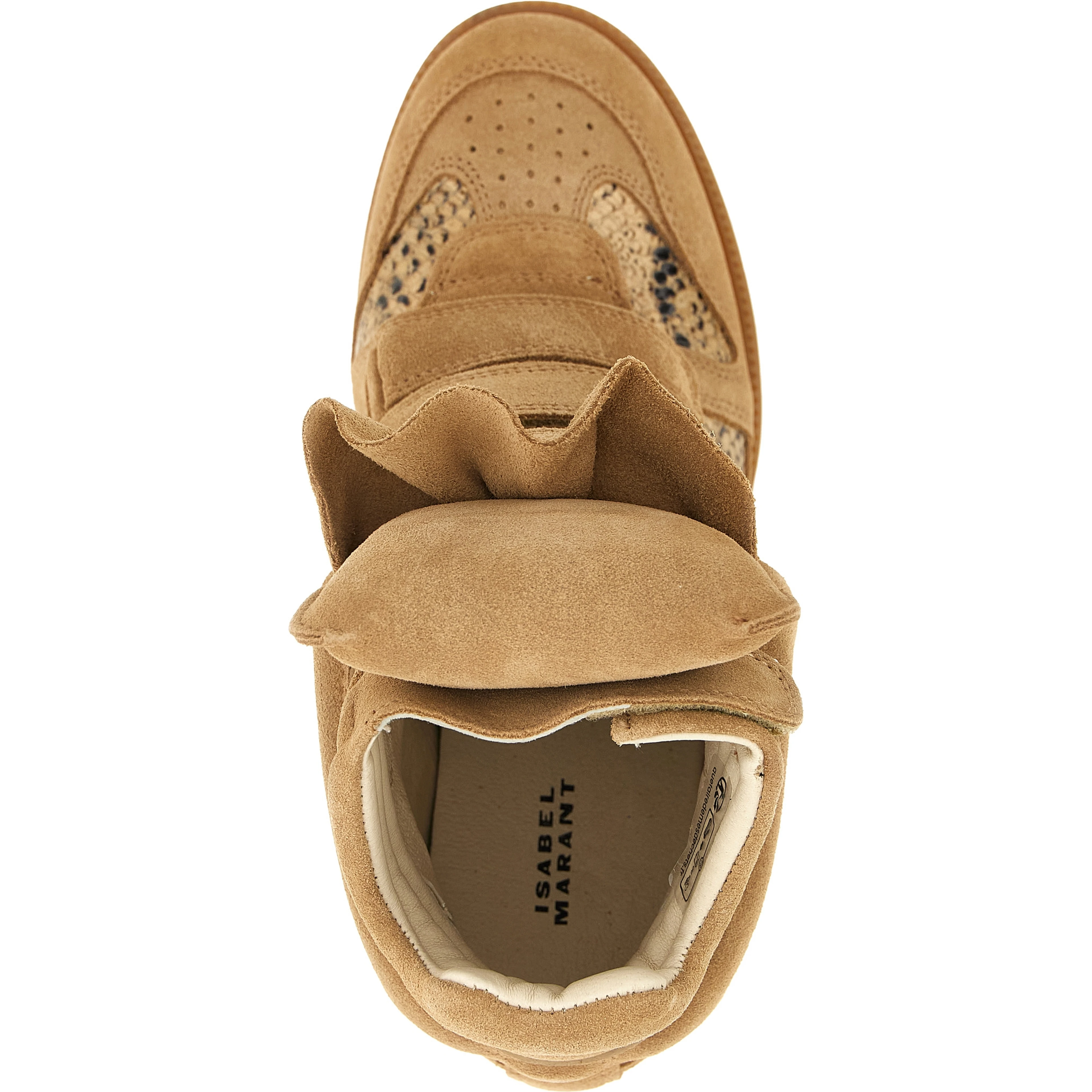 Beige Cowhide Wedge Sandals