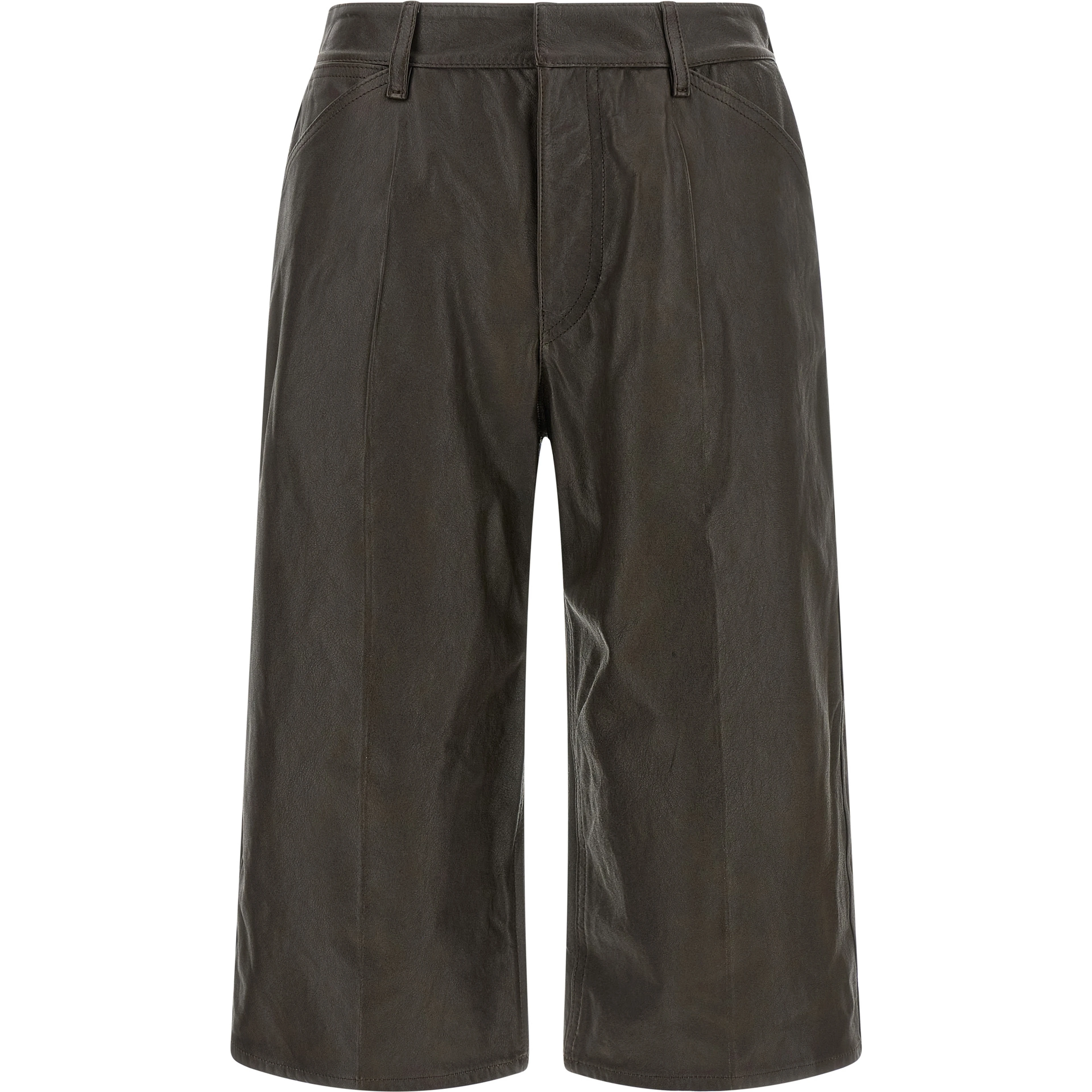 Brown Calfskin Bermuda Shorts