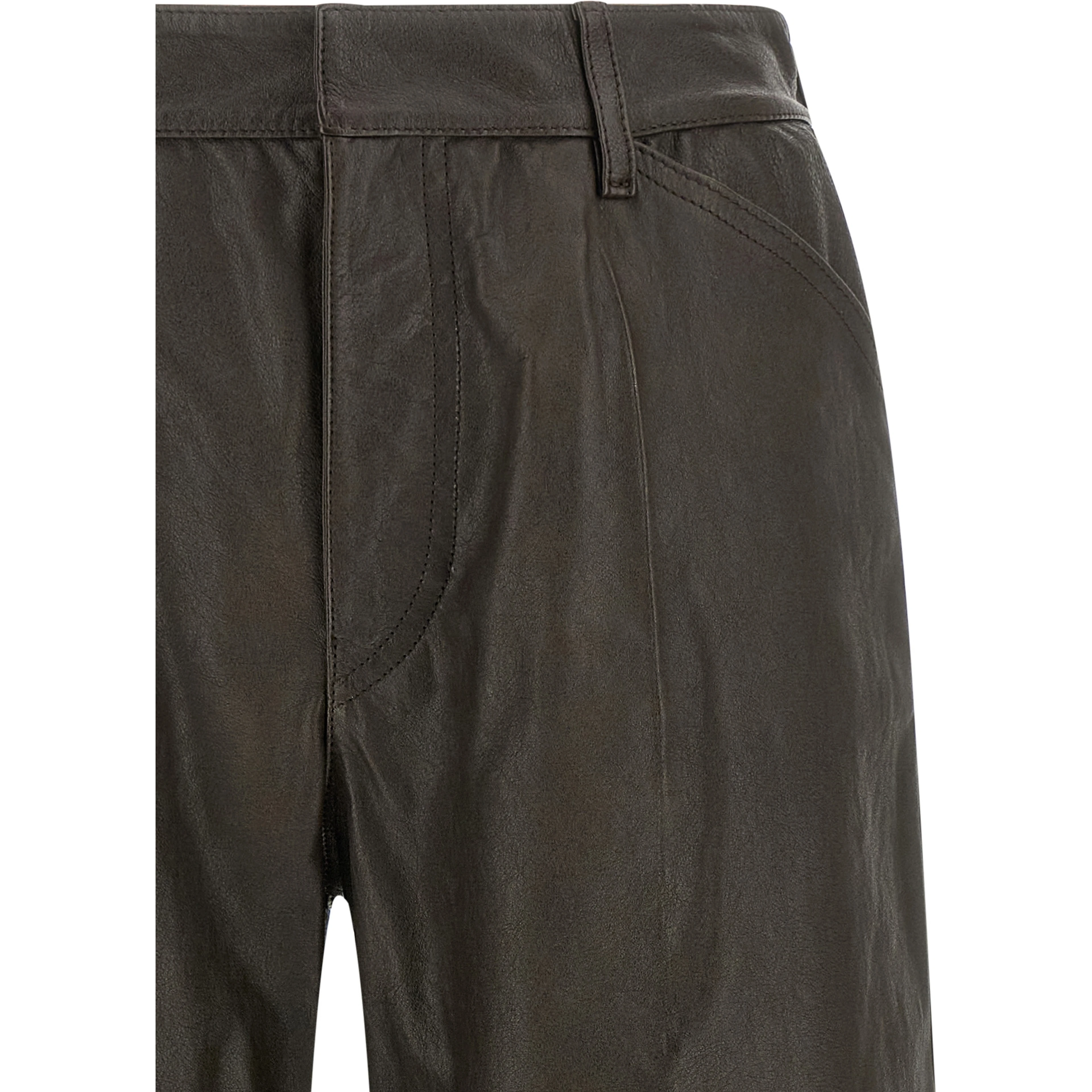 Brown Calfskin Bermuda Shorts