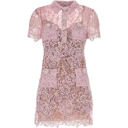 PINK LACE BUTTON DOWN MINI DRESS