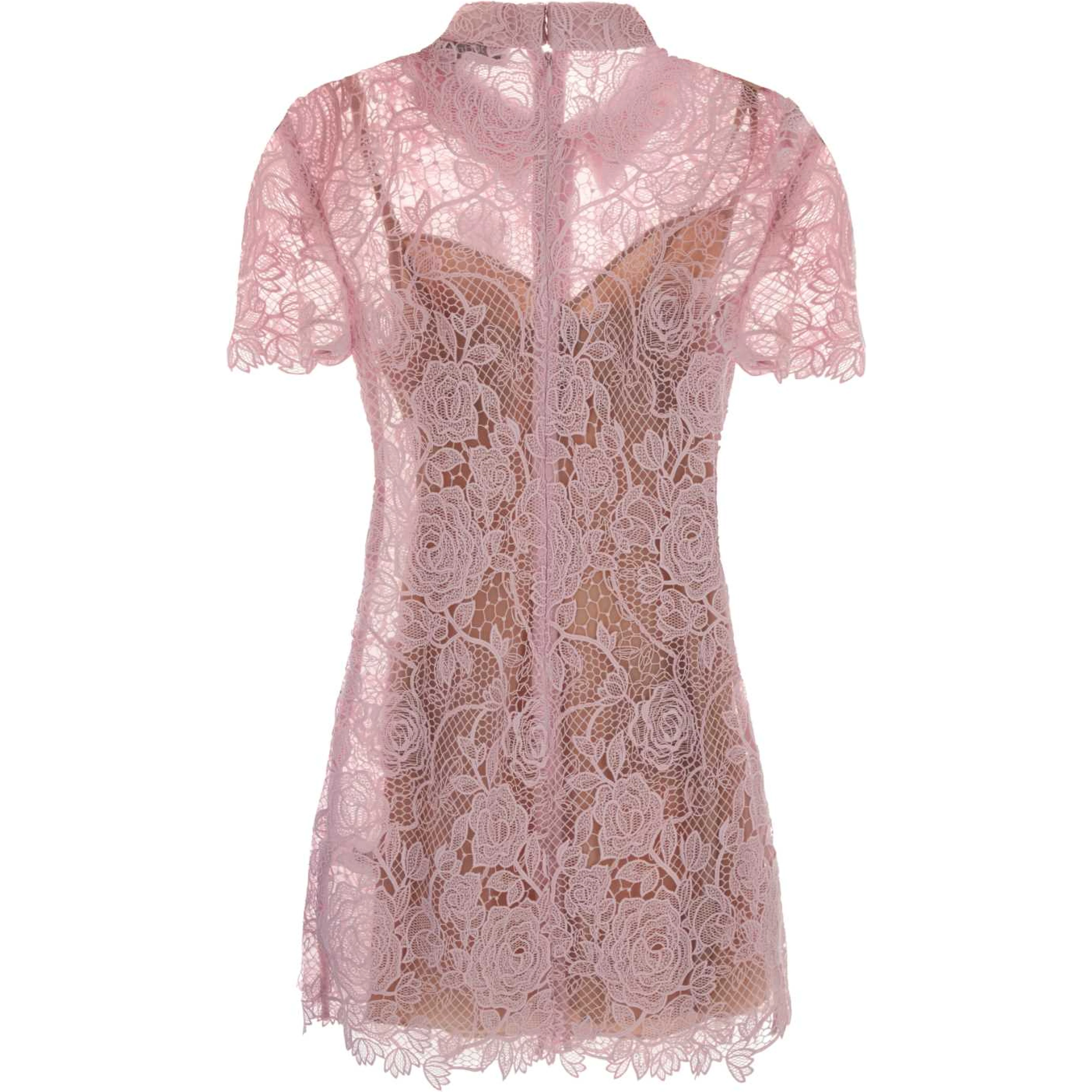 PINK LACE BUTTON DOWN MINI DRESS