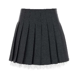 GREY PLEATED MINI SKIRT