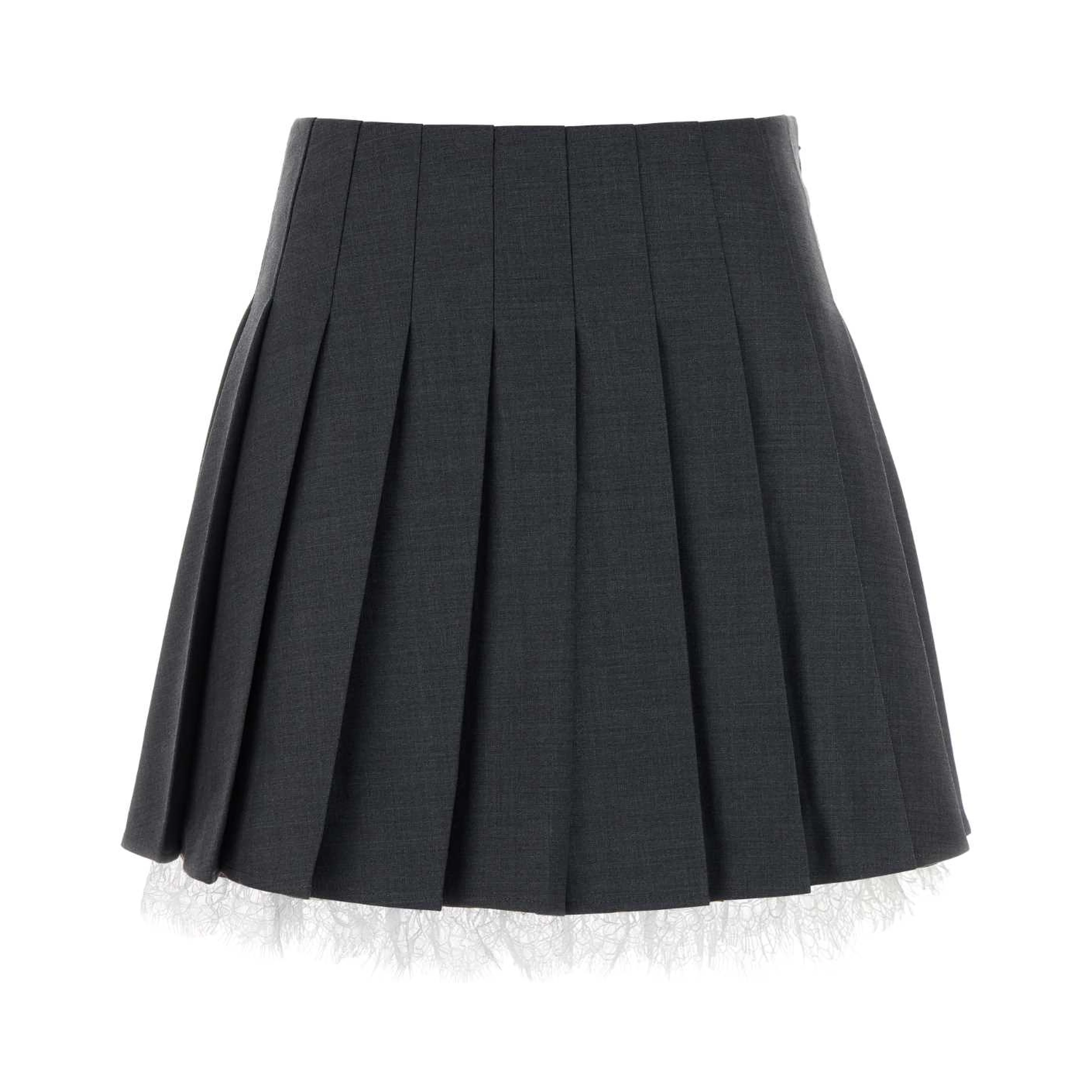 GREY PLEATED MINI SKIRT