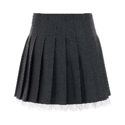 GREY PLEATED MINI SKIRT