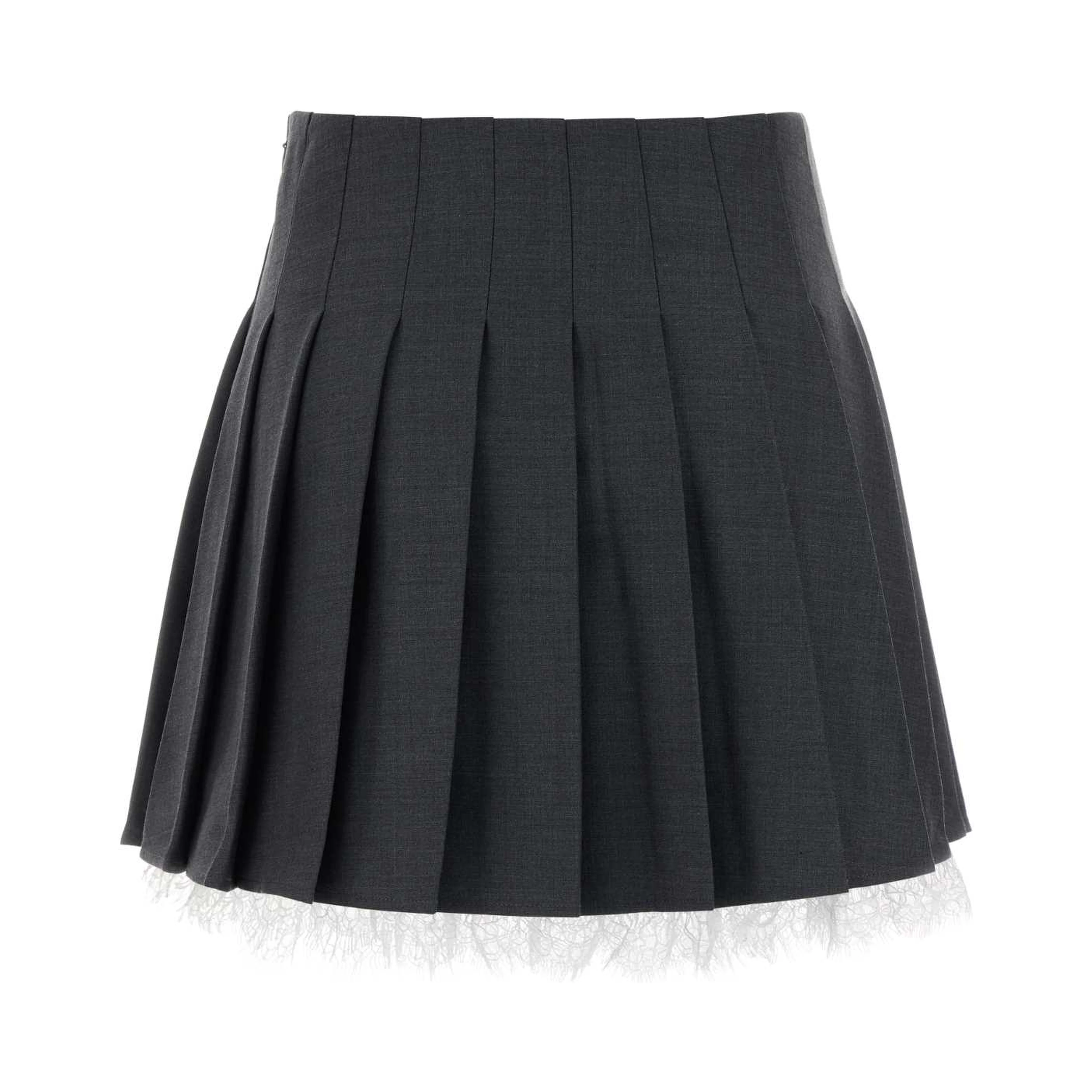 GREY PLEATED MINI SKIRT