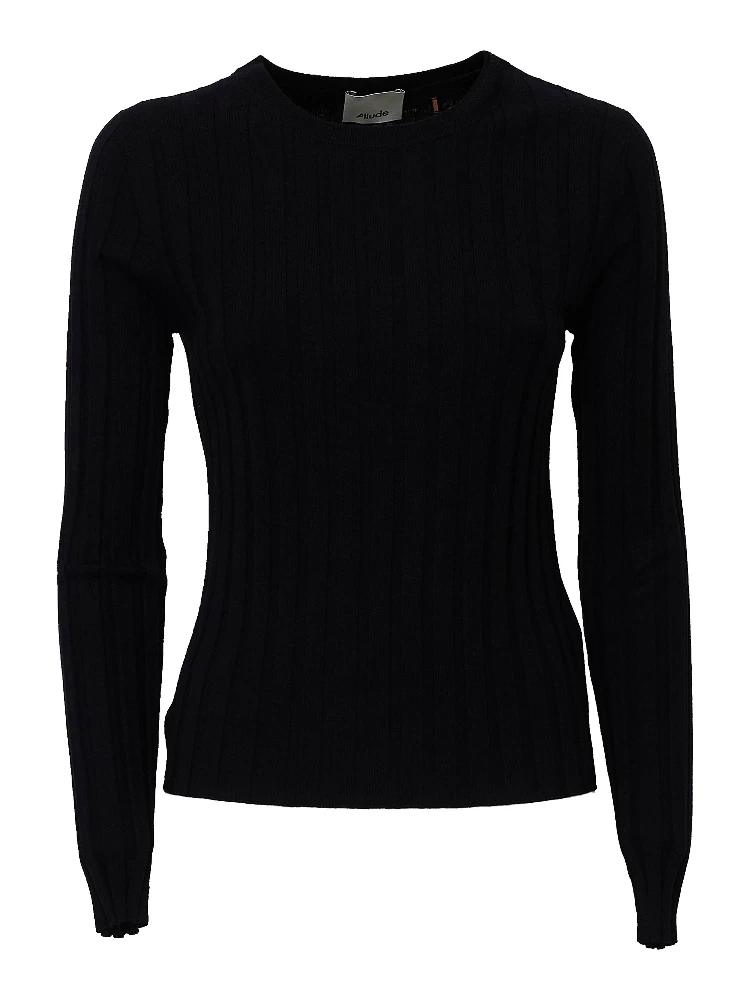 Maglia Girocollo A Costine In Lana