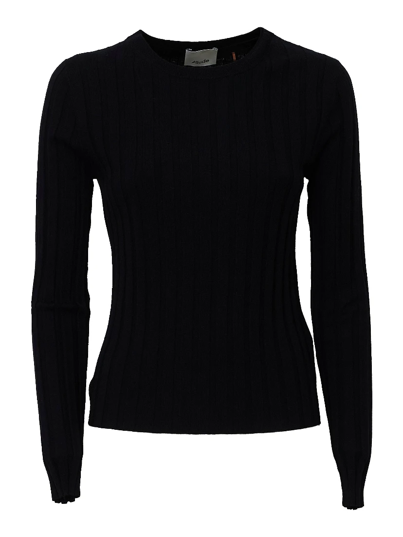 Maglia Girocollo A Costine In Lana