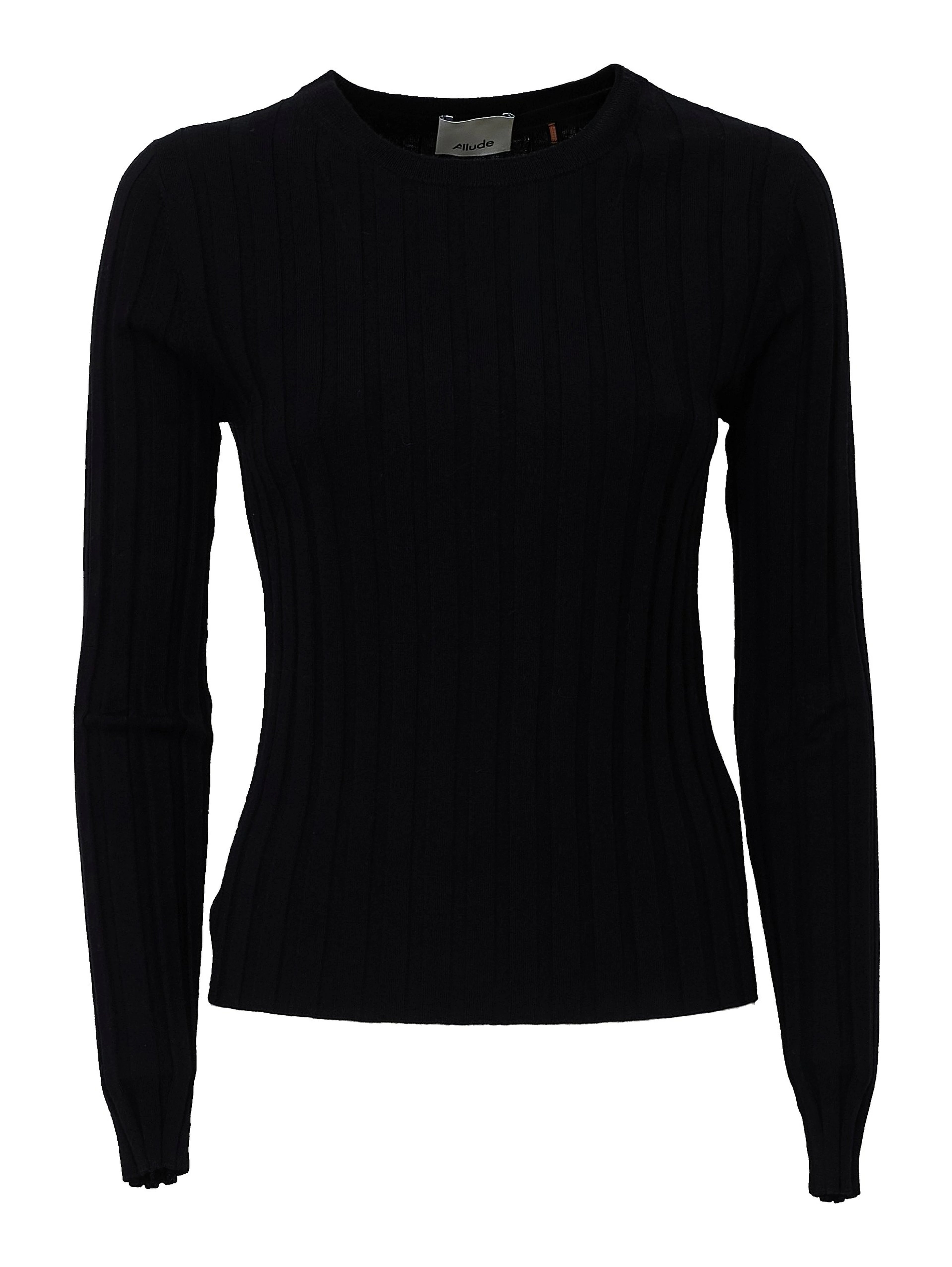 Maglia Girocollo A Costine In Lana