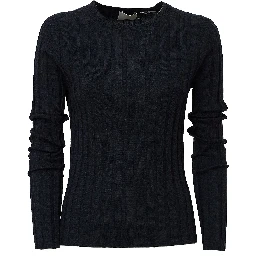 Maglia Girocollo A Costine In Lana