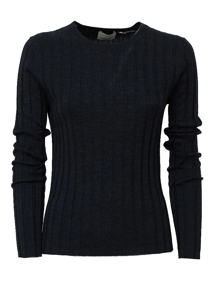 Maglia Girocollo A Costine In Lana