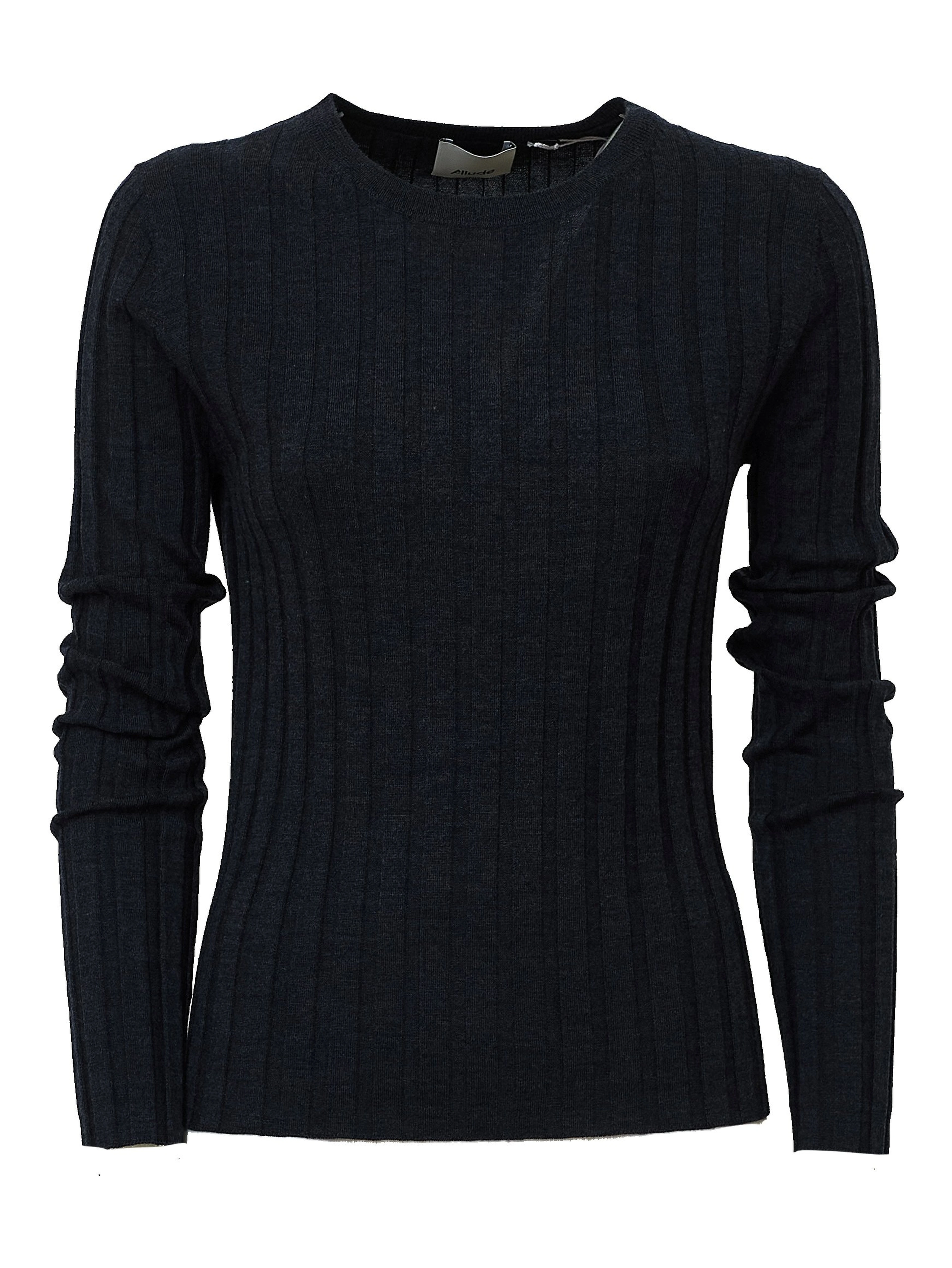 Maglia Girocollo A Costine In Lana