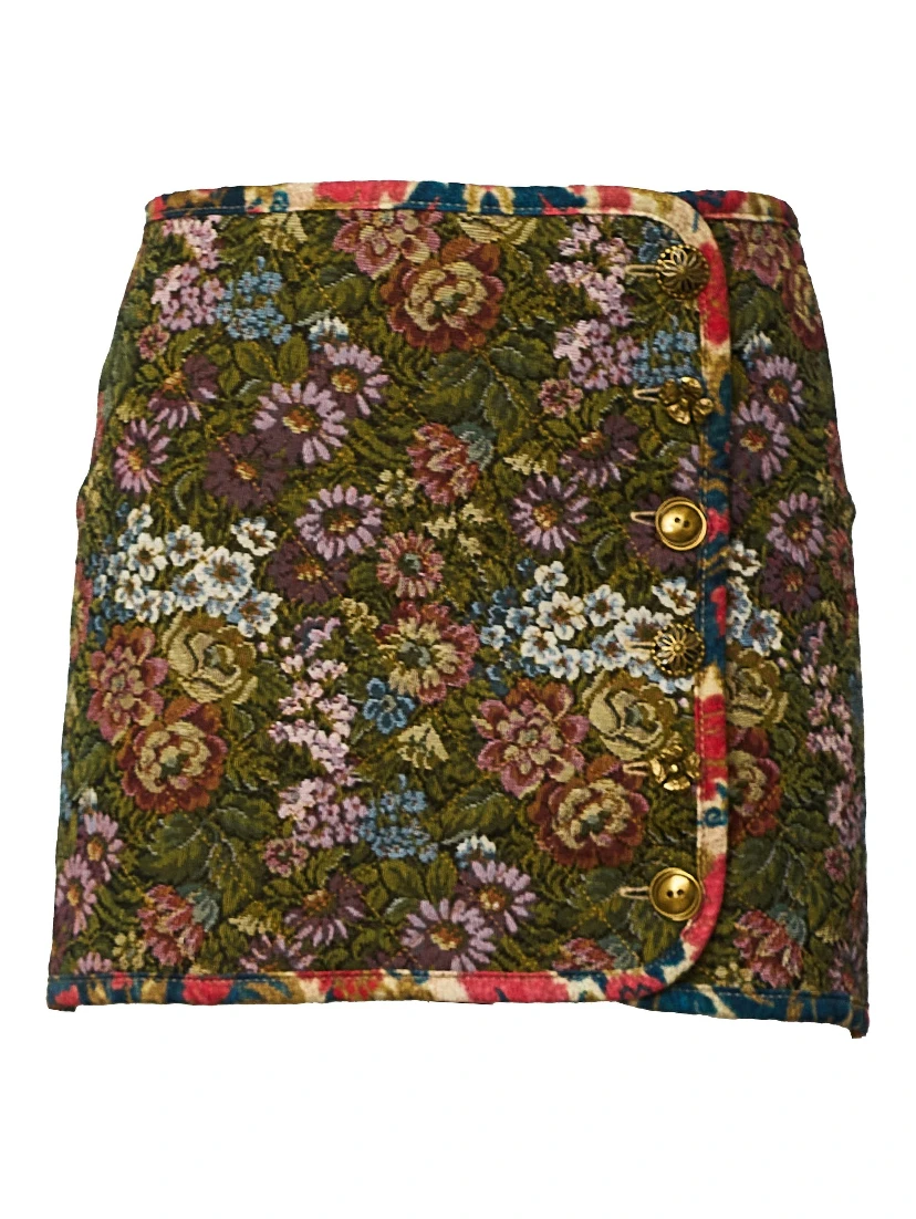 Jacquard Arabesque Cream Matelasse Mini Skirt