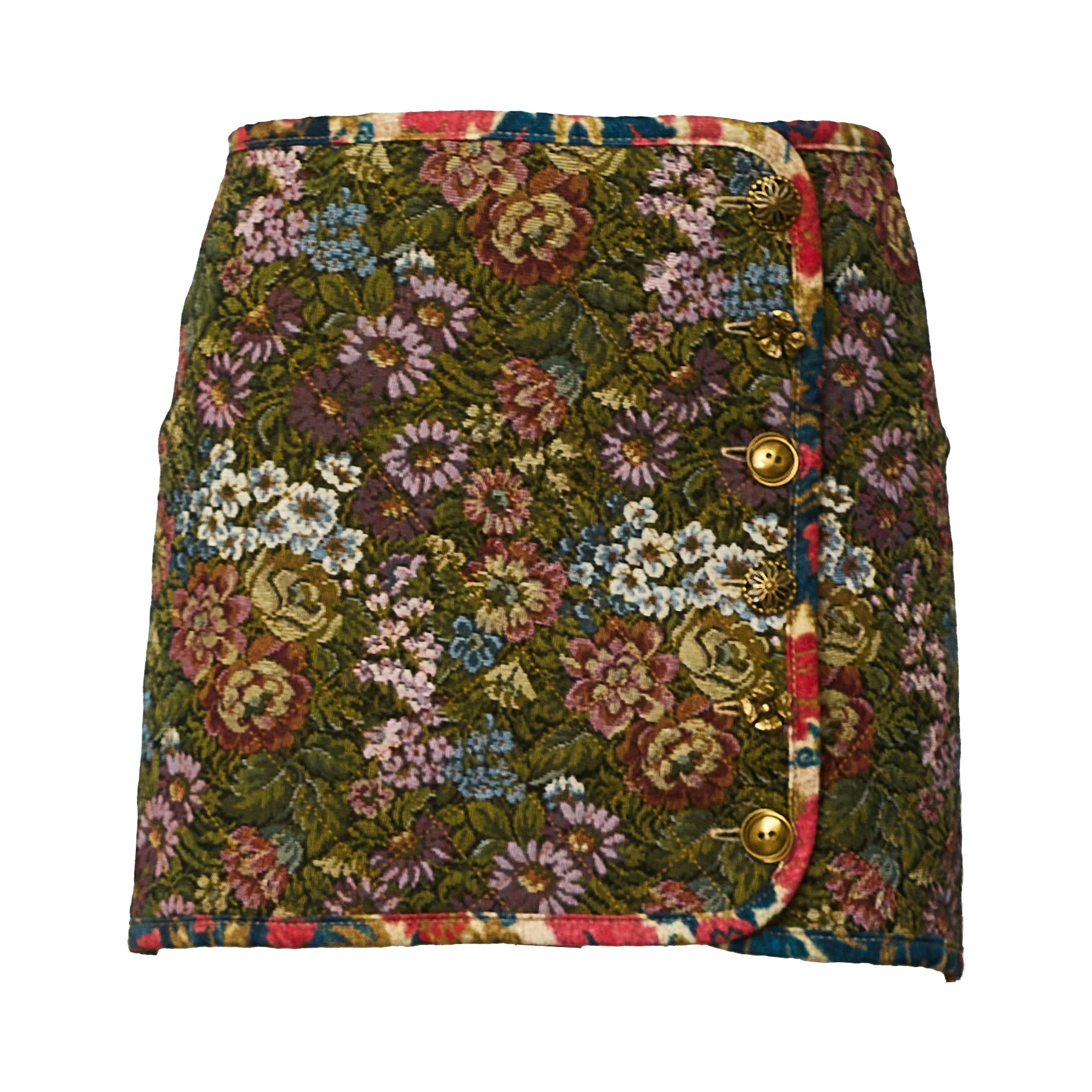 Jacquard Arabesque Cream Matelasse Mini Skirt