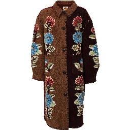Mixed Delhi Floral Midi Fleece Coat