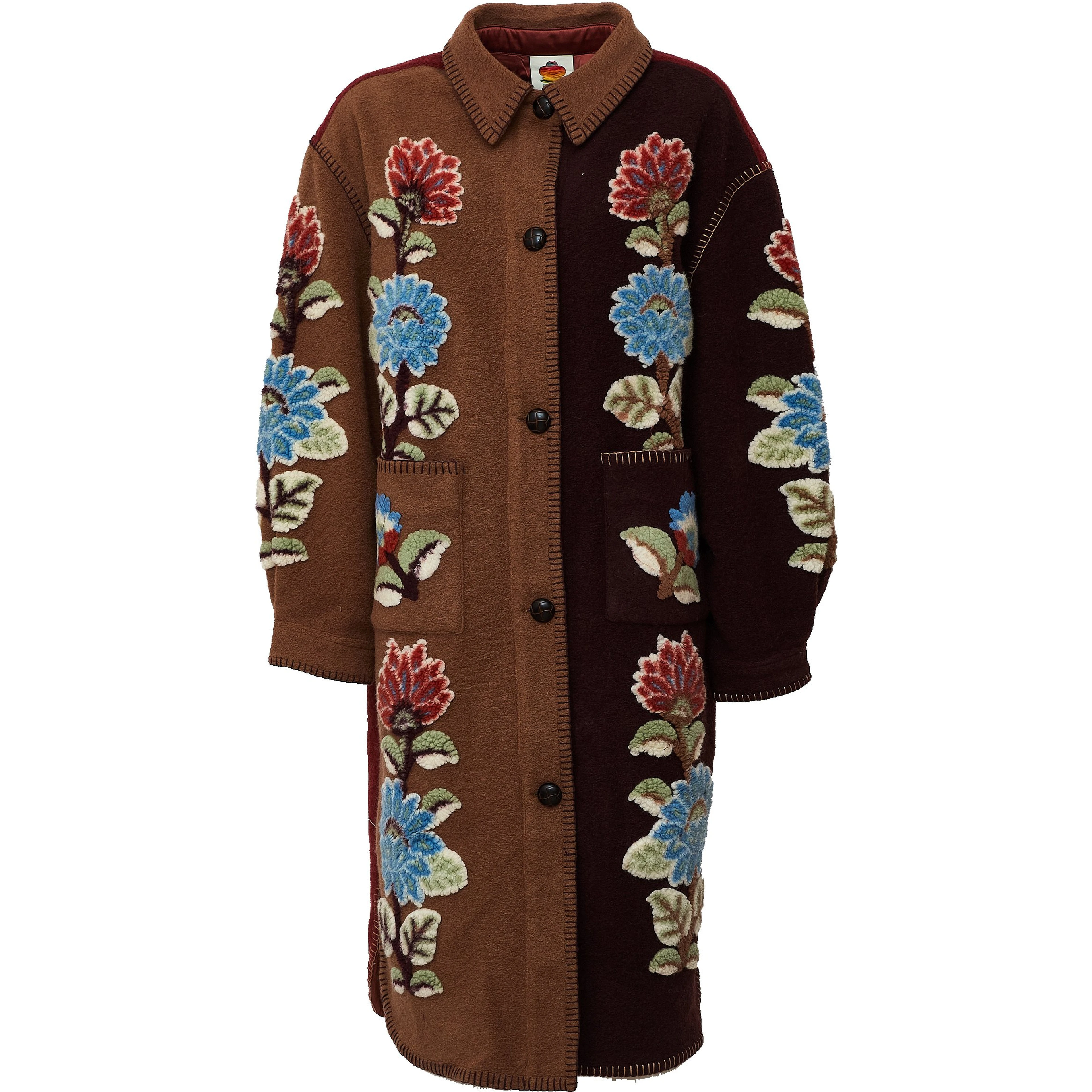 Mixed Delhi Floral Midi Fleece Coat