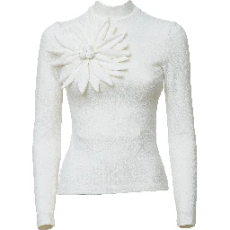 Off-White Long Sleeve Flower Top