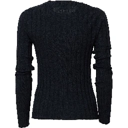 Maglia Girocollo A Costine In Lana