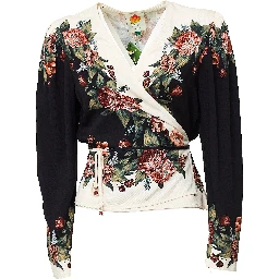 Winter Floral Cream Long Sleeve Blouse