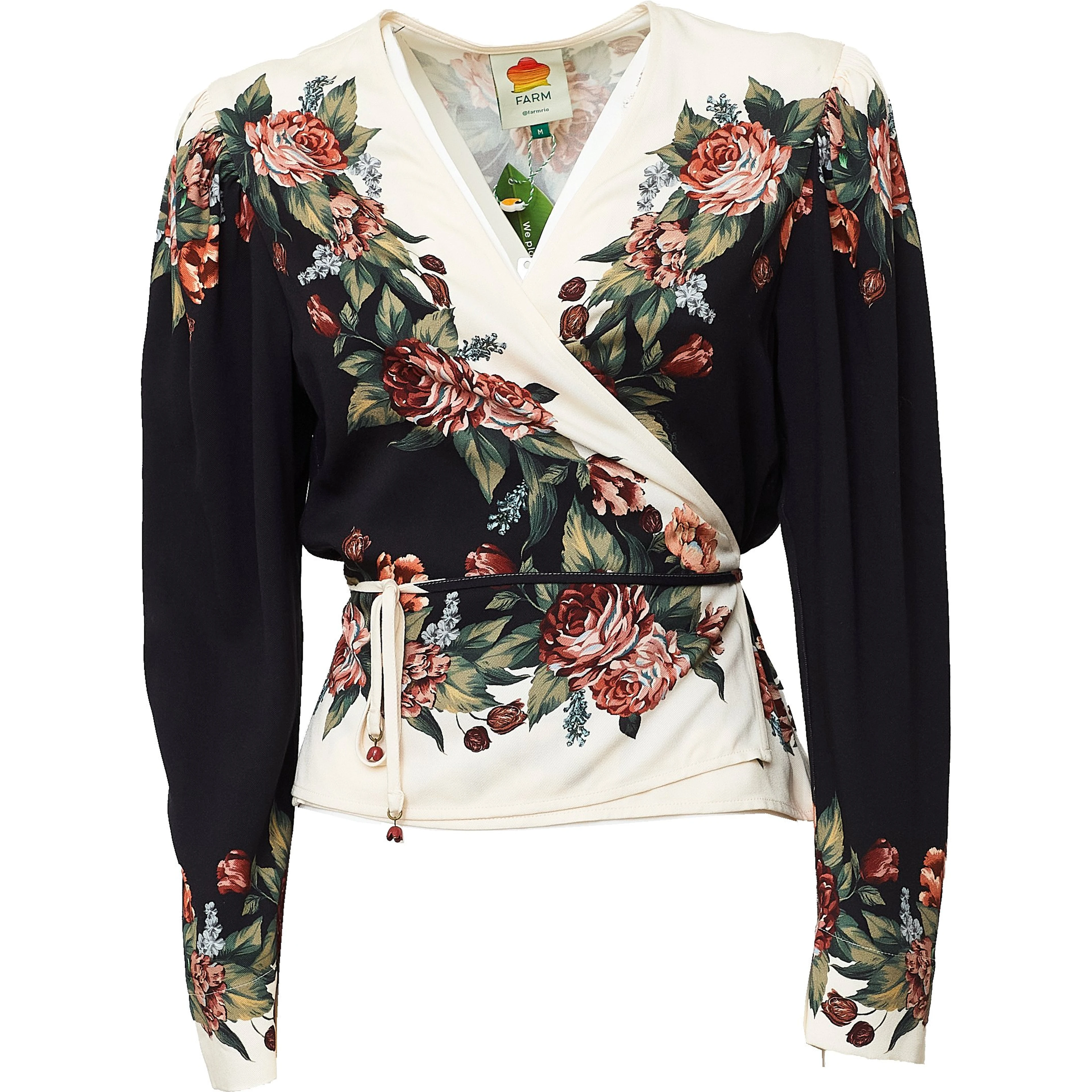 Winter Floral Cream Long Sleeve Blouse