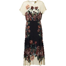 Winter Floral Cream Maxi Dress