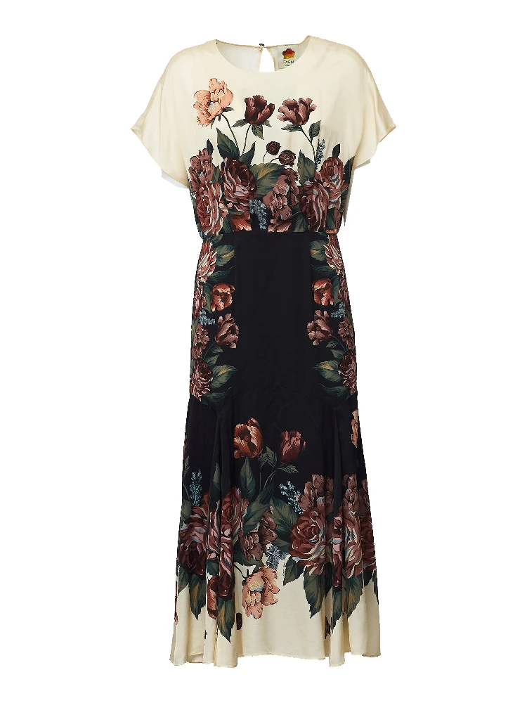 Winter Floral Cream Maxi Dress