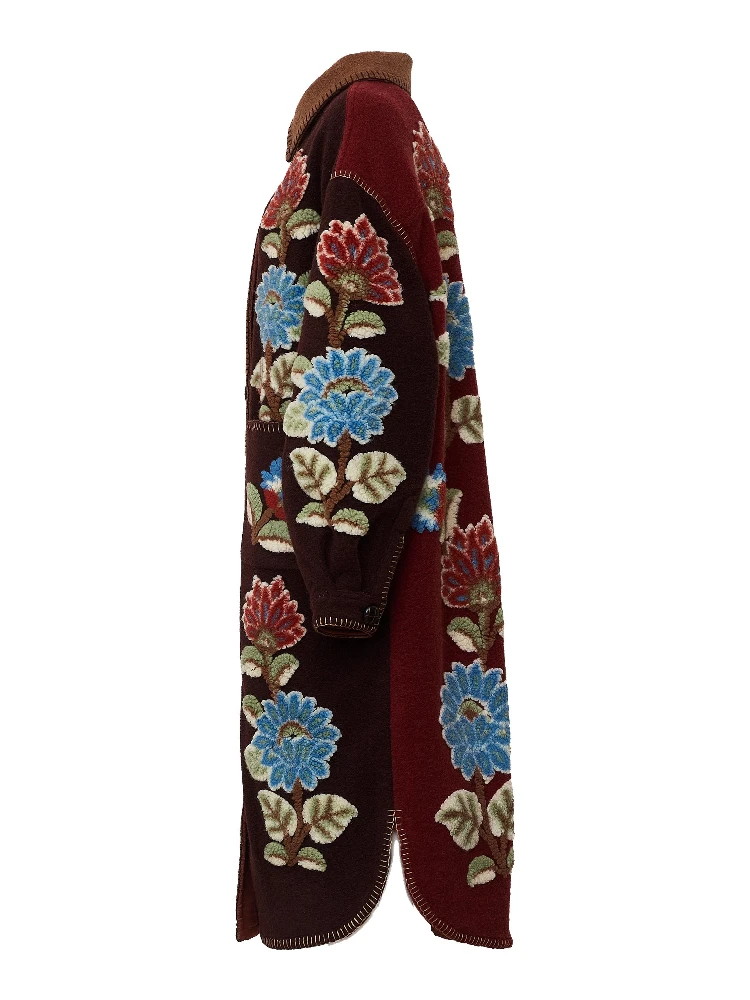 Mixed Delhi Floral Midi Fleece Coat alternative