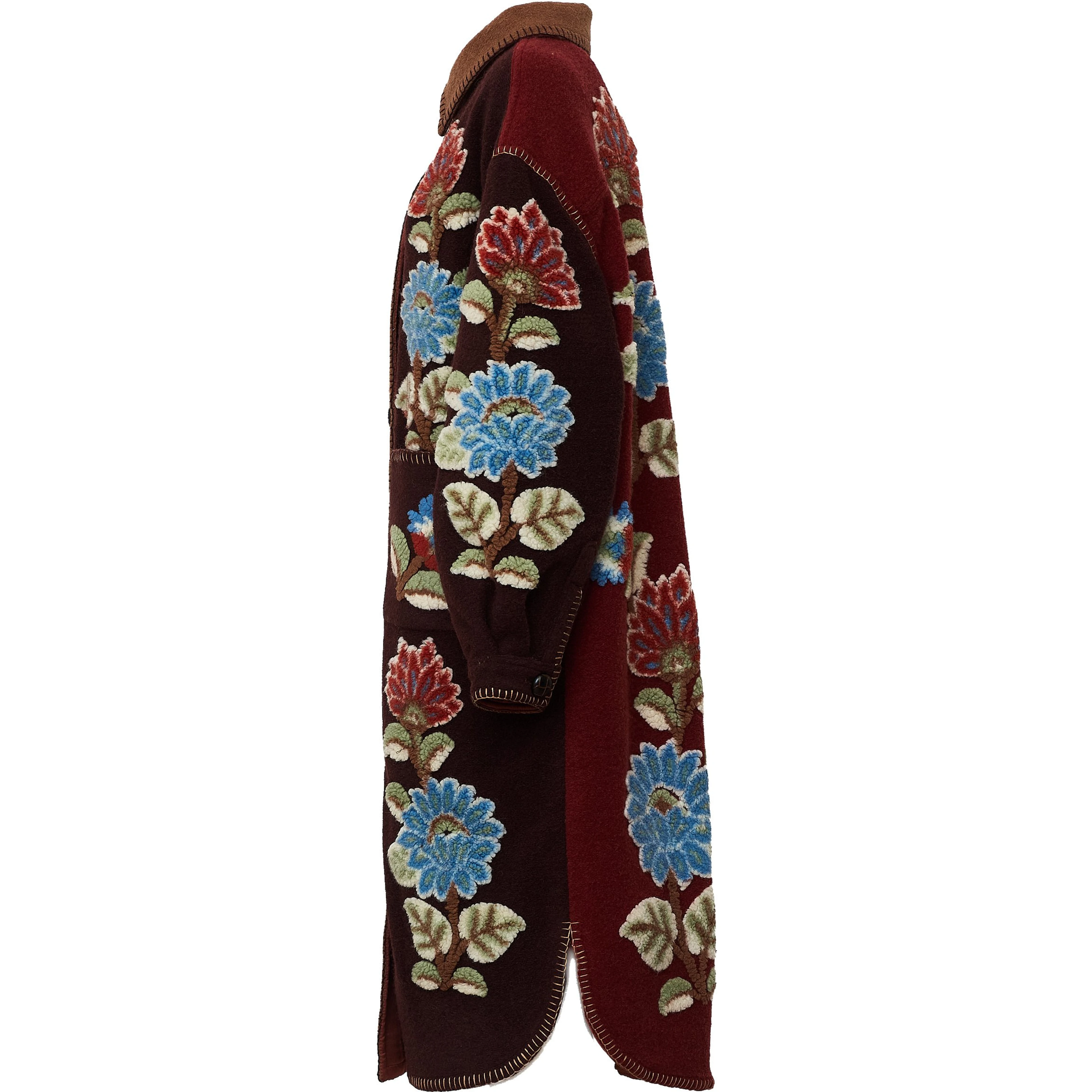Mixed Delhi Floral Midi Fleece Coat