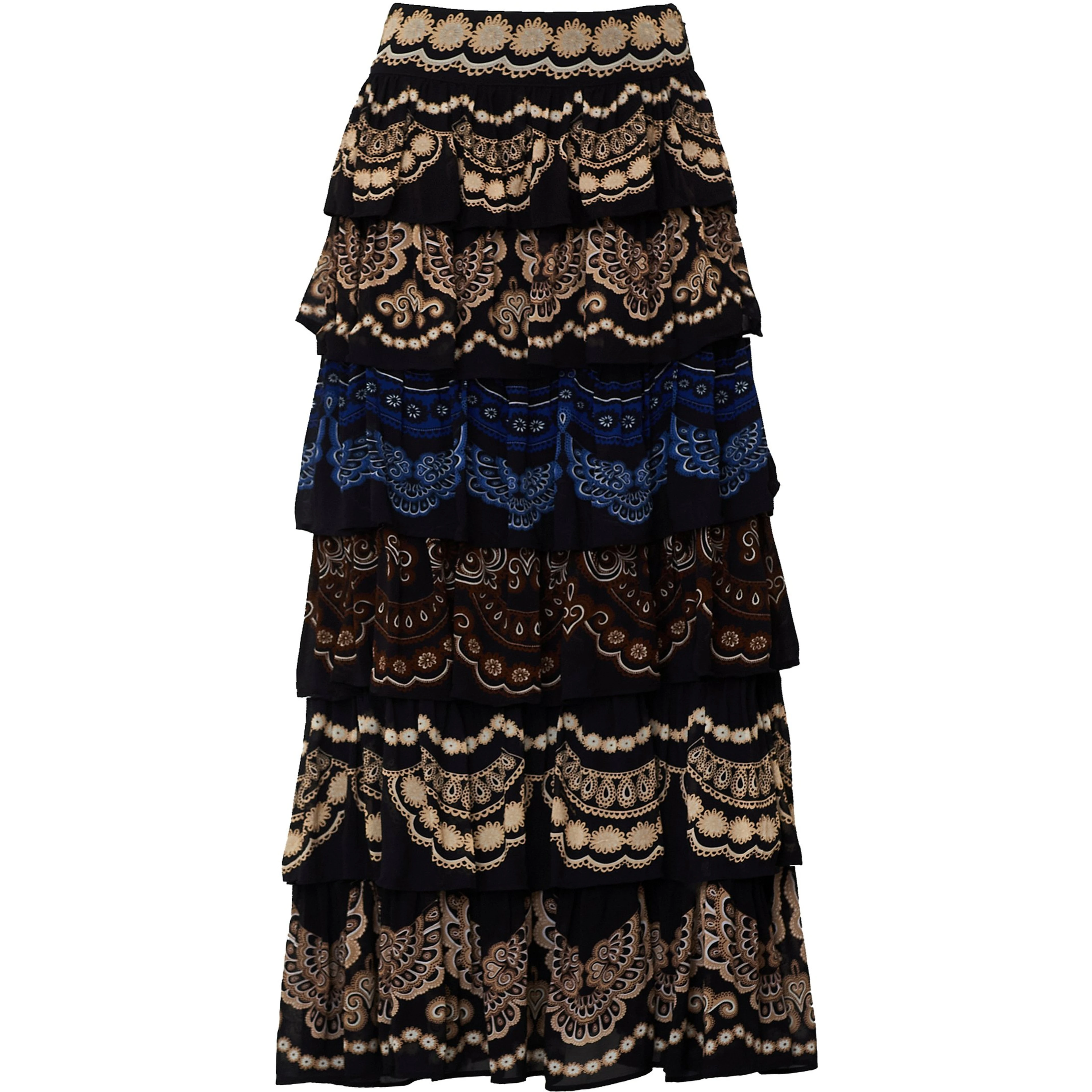 Nicole Black Ruffled Maxi Skirt