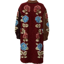 Mixed Delhi Floral Midi Fleece Coat