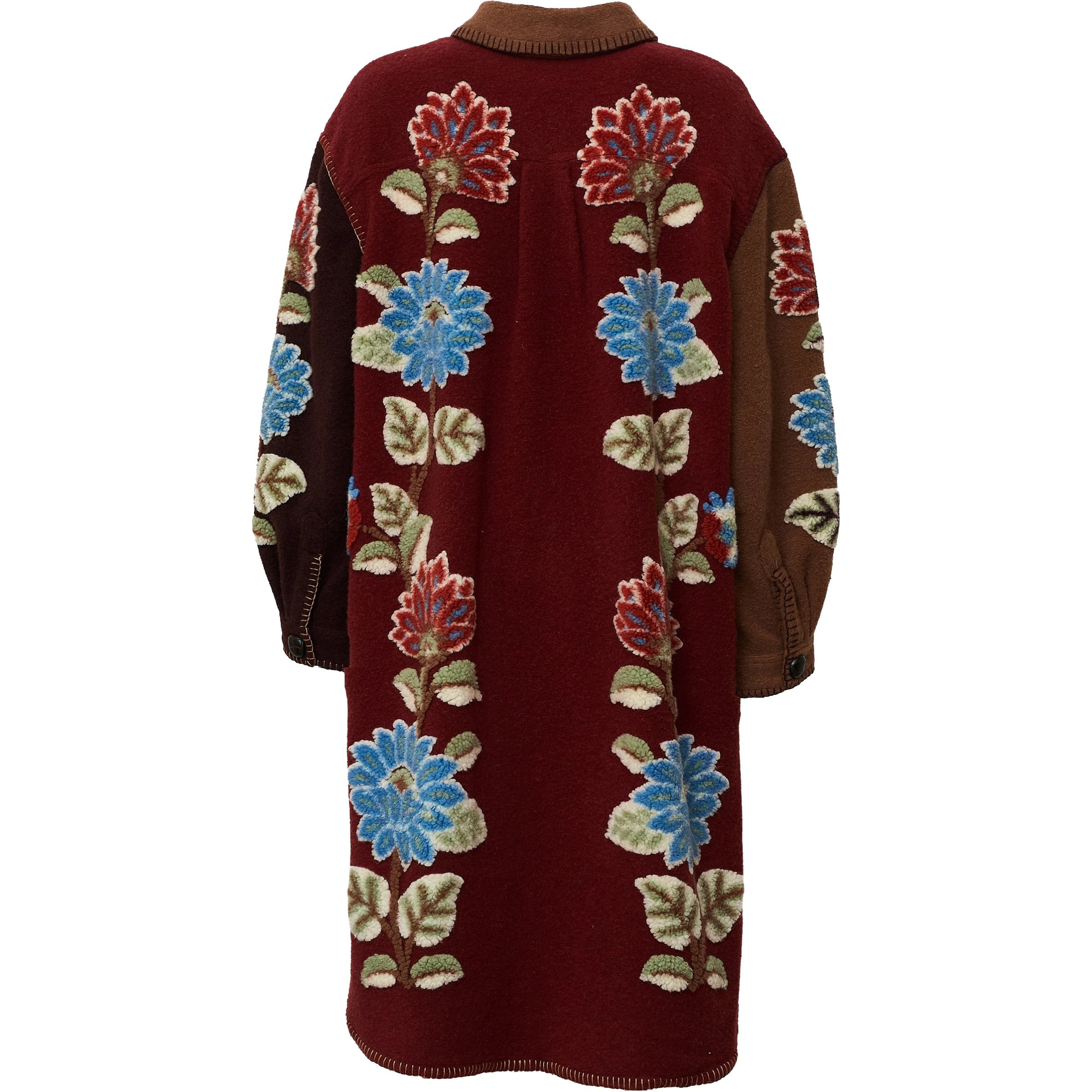 Mixed Delhi Floral Midi Fleece Coat