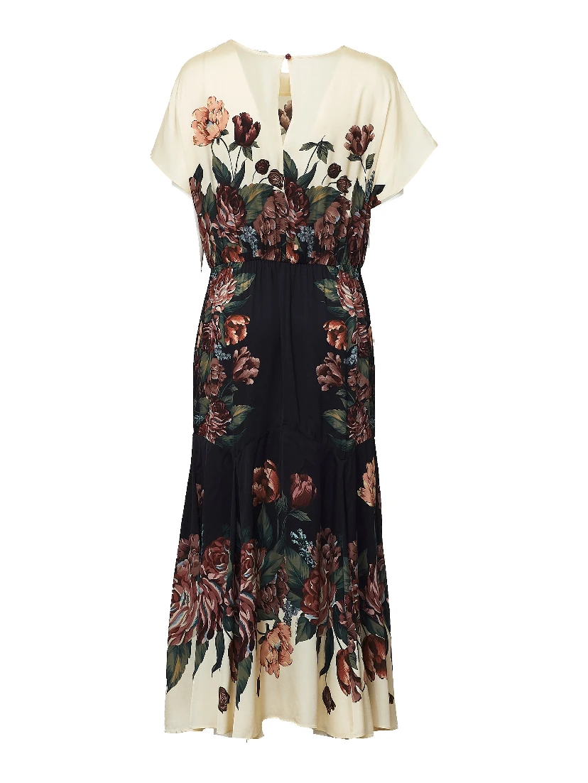Winter Floral Cream Maxi Dress