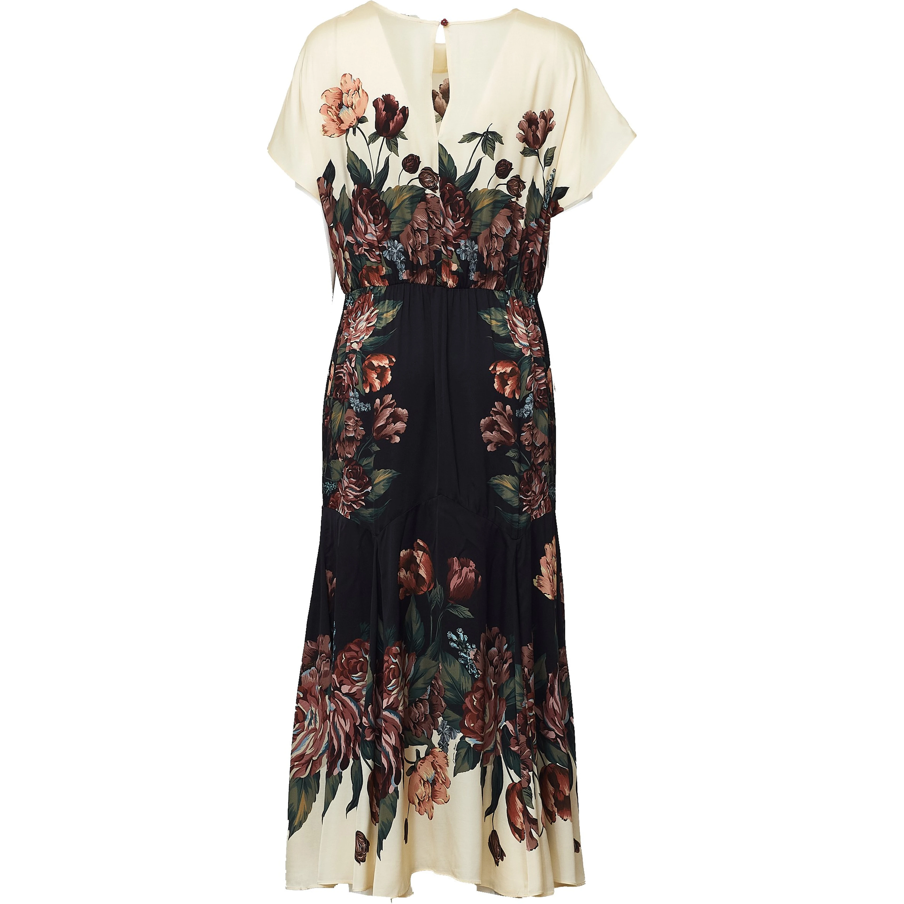Winter Floral Cream Maxi Dress