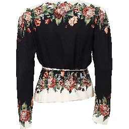 Winter Floral Cream Long Sleeve Blouse