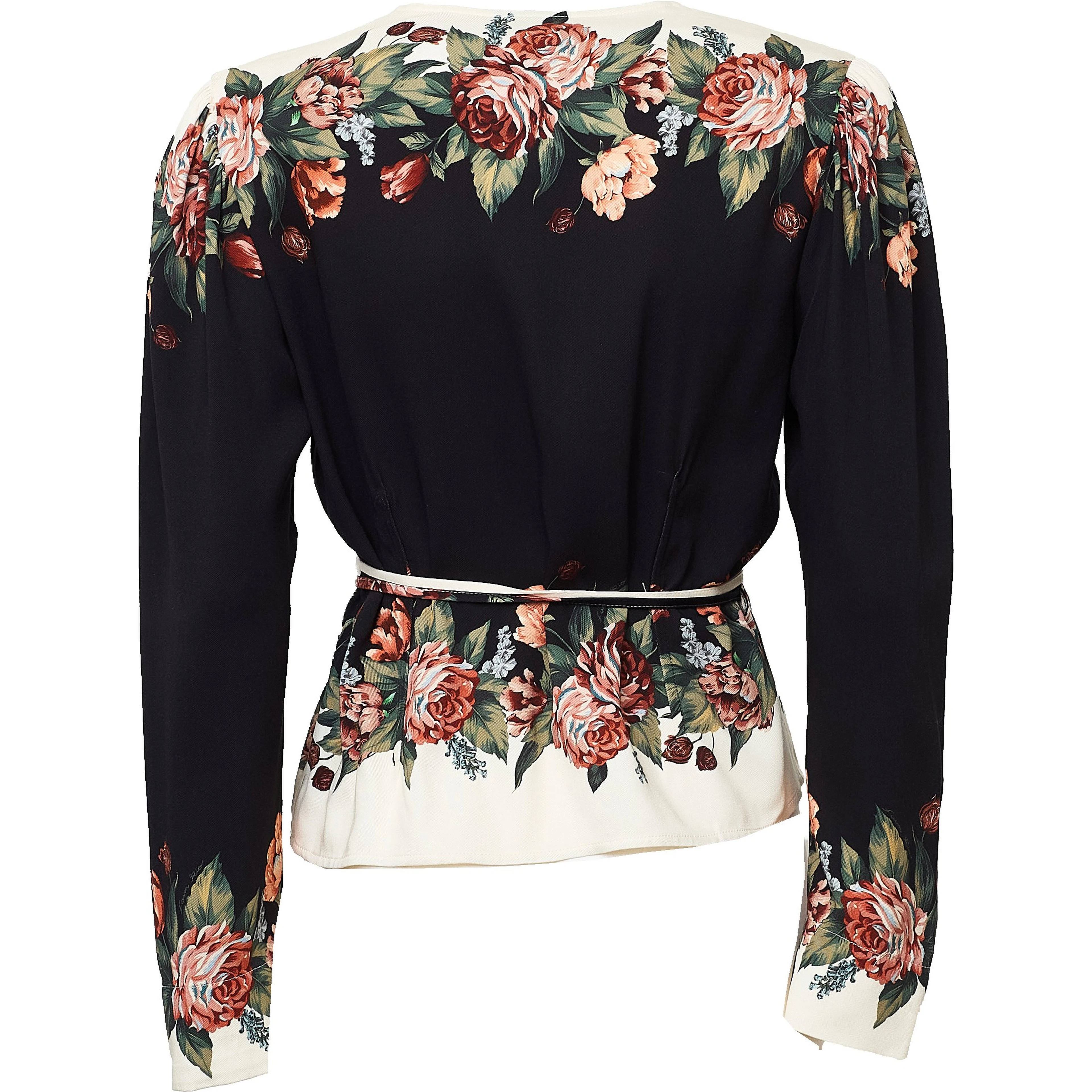 Winter Floral Cream Long Sleeve Blouse