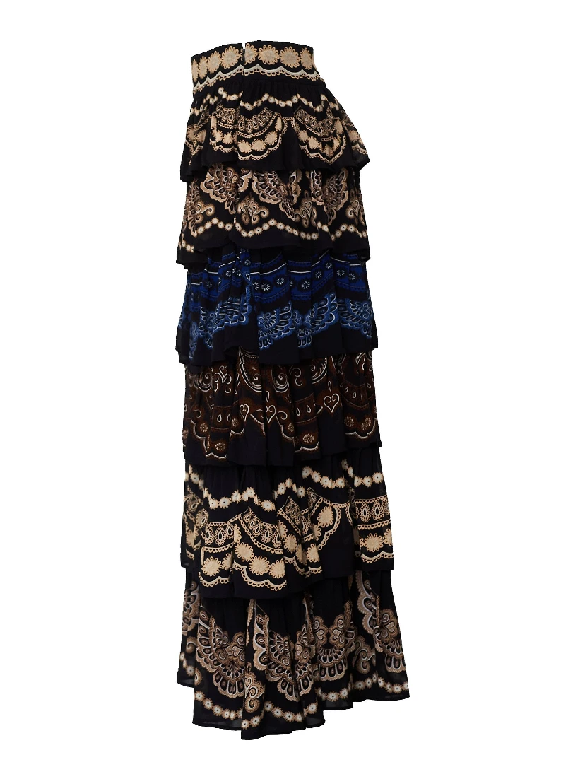 Nicole Black Ruffled Maxi Skirt