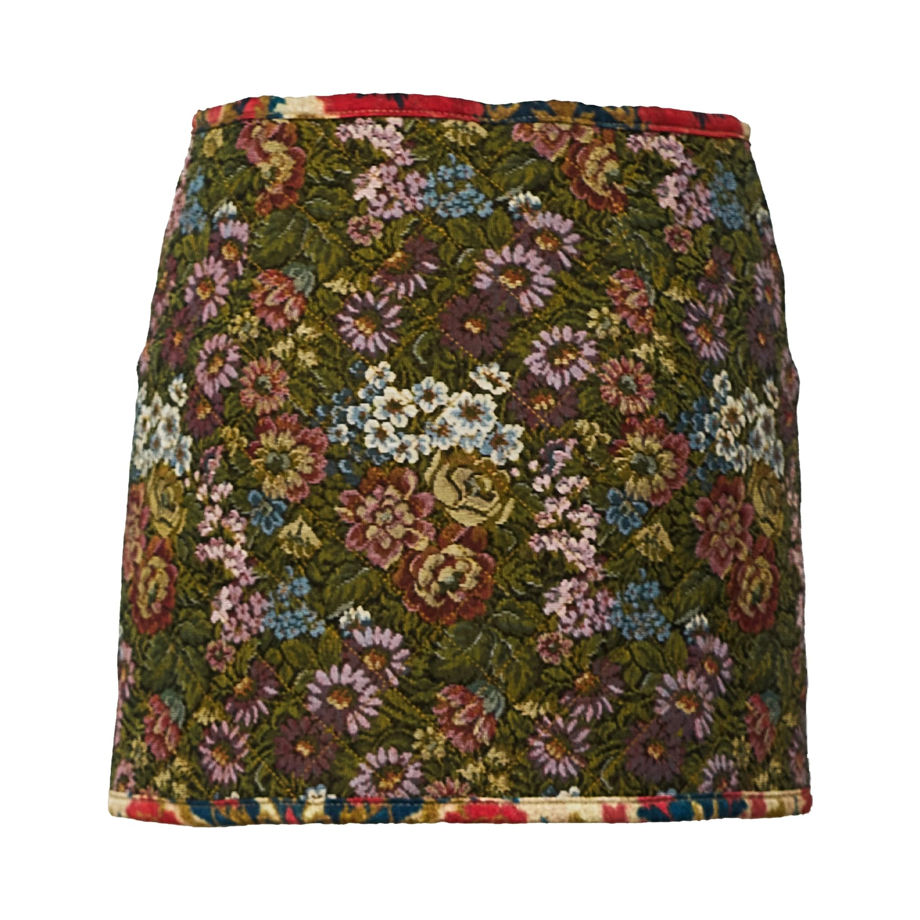 Jacquard Arabesque Cream Matelasse Mini Skirt