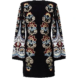 Winter Floral Knit Mini Dress