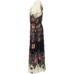 Winter Floral Cream Maxi Dress
