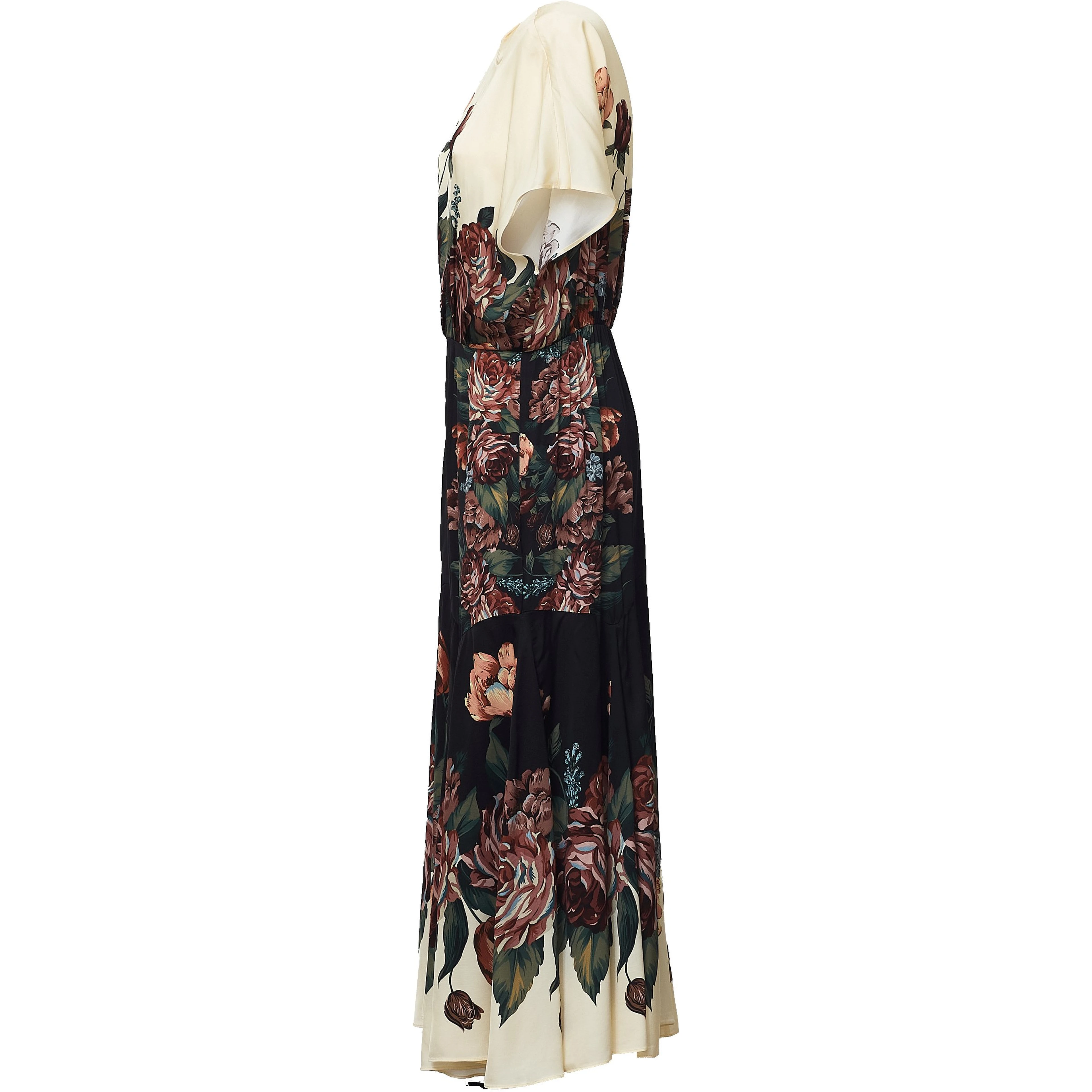 Winter Floral Cream Maxi Dress