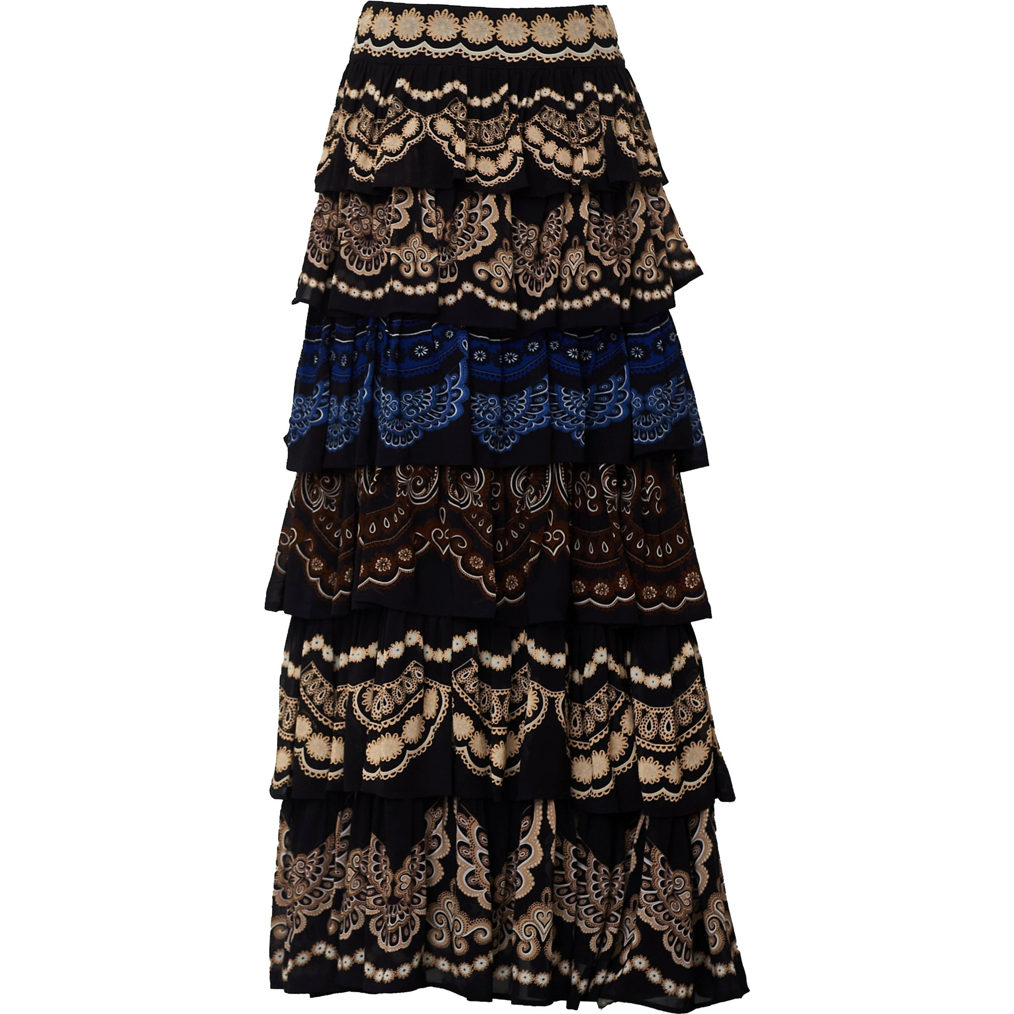 Nicole Black Ruffled Maxi Skirt