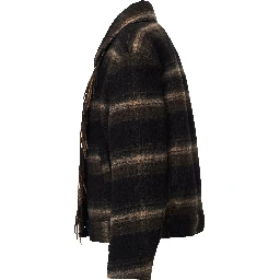 Galeane Fringed Check Coat