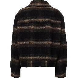 Galeane Fringed Check Coat