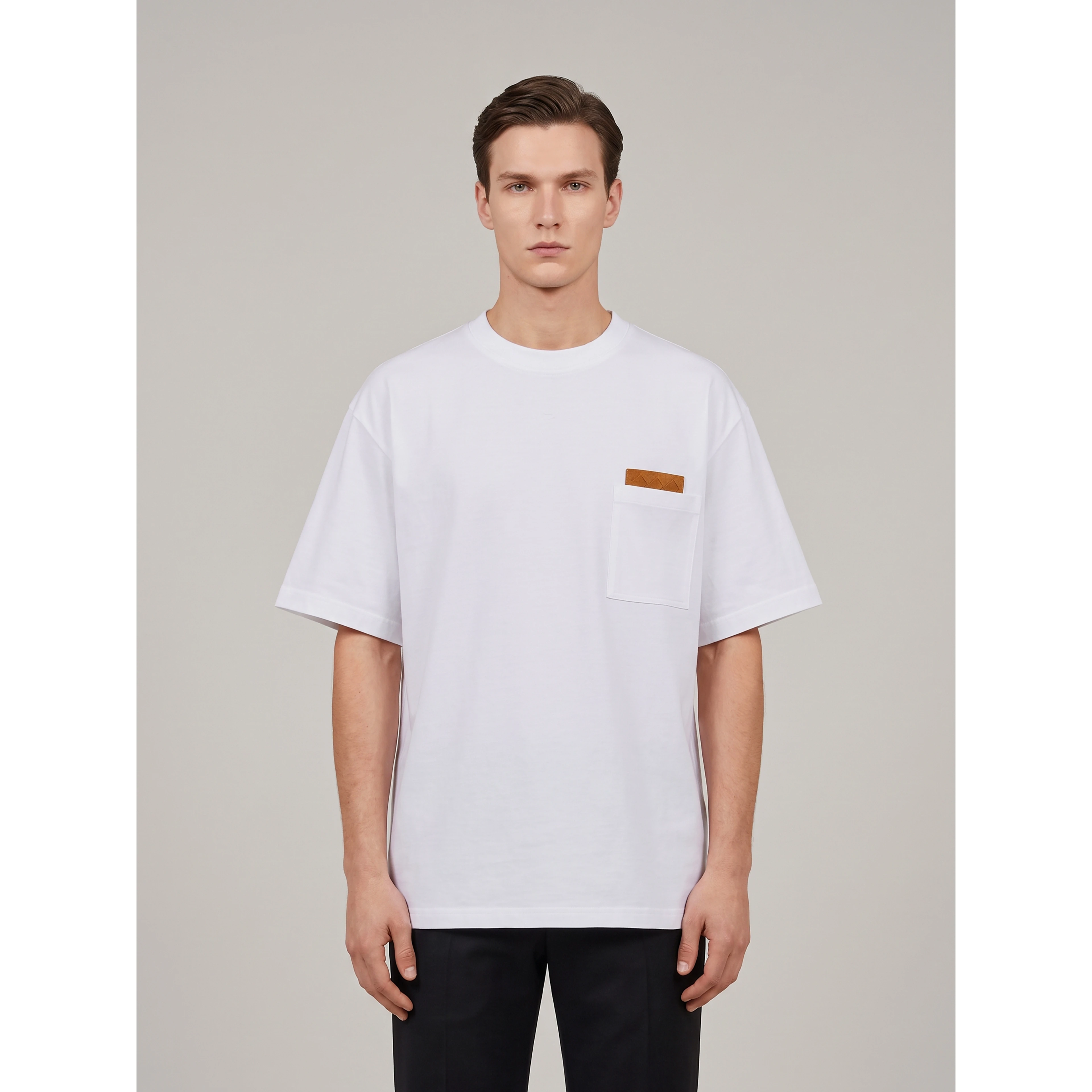 Cotton jersey T-shirt with Intrecciato