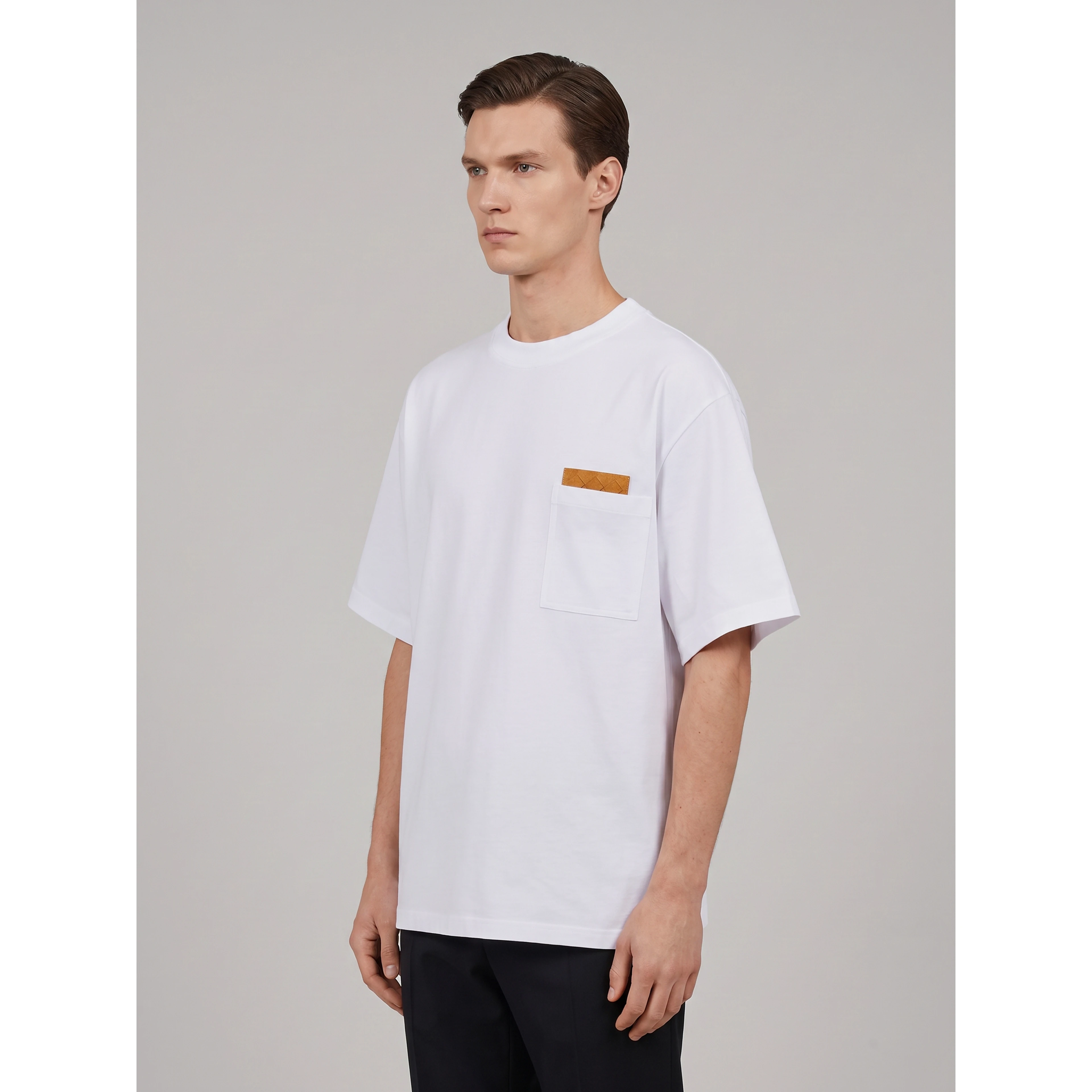 Cotton jersey T-shirt with Intrecciato