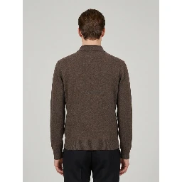 Long-sleeved wool and cashmere polo shirt